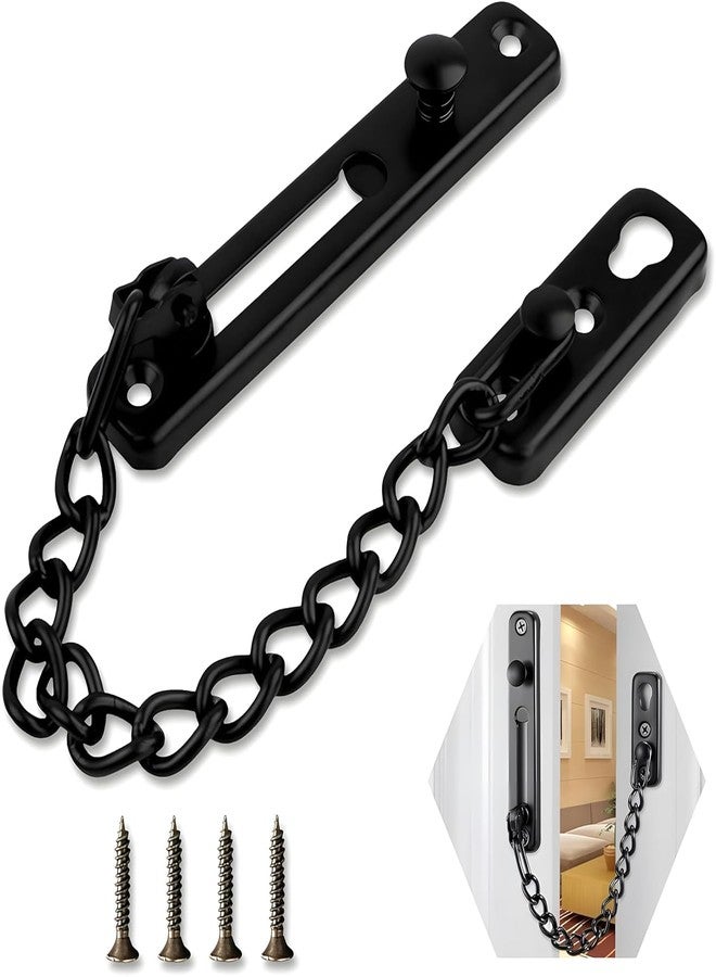 Boniry Premium Door Latch, Door Chain Lock for Main Door - Ideal for Bedroom, Bathroom, Sliding Doors, Safety and Portable Use - Includes 360 Degree Eye Viewer (Black) - Image 2